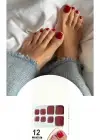 12li Bordo Renk Takma Tırnak Set (Yapıştırıcılı)