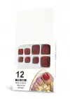 12li Bordo Renk Takma Tırnak Set (Yapıştırıcılı)