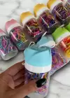12li Gül Figürlü Karışık Renk Renk Perma Lastik Toka