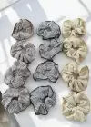 12li Karışık Renk Ekose Desenli Simit Toka Set