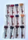 12li Karışık Renk Gül Figürlü Topuz Kalemi/ Tokası Set