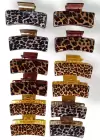 12li Karışık Renk Leopar Desenli  Mandal Toka Set