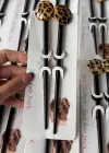 12li Karışık Renk Leopar Desenli Topuz Kalemi/ Tokası Set
