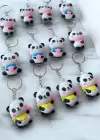 12li Karışık Renk Panda Figülü Anahtarlık Set