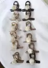 12li Karışık Renk Peluş Detaylı Mandal Toka Set