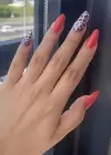 12li Kırmızı Renk Leopar Nail Art Figürlü Takma Tırnak Seti (Yapıştırıcılı)