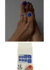 12li Mavi Renk Takma Tırnak Set (Yapıştırıcılı)