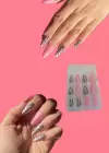 12li Pembe Renk Leopar Nail Art Figürlü Takma Tırnak Seti (Yapıştırıcılı)