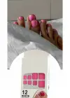 12li Pembe Renk Takma Tırnak Set (Yapıştırıcılı)