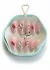 12li Pembe Renk Taş Detaylı Takma Tırnak Set (Yapıştırıcılı)
