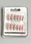 12li Pembe Renk Taş Detaylı Takma Tırnak Set (Yapıştırıcılı)