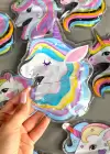 12li Siyah Renk Unicorn Figürlü Lastik Toka Set