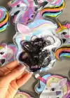 12li Siyah Renk Unicorn Figürlü Lastik Toka Set