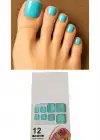 12li Turkuaz Renk Takma Tırnak Set (Yapıştırıcılı)