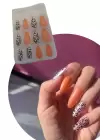 12li Turuncu Renk Leopar Nail Art Figürlü Takma Tırnak Seti (Yapıştırıcılı)