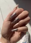 12li Vizon Renk Leopar Nail Art Figürlü Takma Tırnak Seti (Yapıştırıcılı)