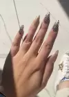 12li Vizon Renk Leopar Nail Art Figürlü Takma Tırnak Seti (Yapıştırıcılı)