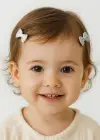 2li Beyaz Renk Kurdele Figürlü Saçsız Bebek Tokası