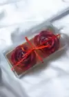 2li Kırmızı Renk Gül Figürlü Sim Detaylı Mum