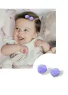 2li Lila Renk Ponponlu Saçsız Bebek Tokası