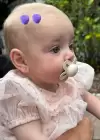 2li Mor Renk Ponponlu Saçsız Bebek Tokası