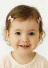 2li Pembe Renk Kurdele Figürlü Saçsız Bebek Tokası