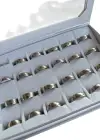 24lü Gümüş Renk Numaralı Kalın Çelik Alyans Set