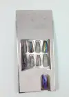 24lü Gümüş Renk Simli Ve Hologramlı Takma Tırnak (Yapıştırıcılı)