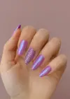 24lü Lila Renk Simli Ve Hologramlı Takma Tırnak (Yapıştırıcılı)