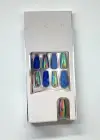 24lü Mavi Renk Simli Ve Hologramlı Takma Tırnak (Yapıştırıcılı)