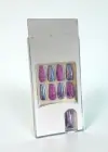 24lü Mor Renk Simli Ve Hologramlı Takma Tırnak (Yapıştırıcılı)