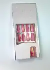 24lü Pembe Renk Simli Ve Hologramlı Takma Tırnak (Yapıştırıcılı)