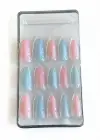 24lü Pembe Ve Mavi Renk Takma Tırnak Set (Yapıştırıcılı)