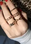 5li Altın Renk Karışık Figürlü Ayarlanabilir Yüzük Set