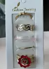 5li Altın Ve Kırmızı Renk Karışık Figürlü Ayarlanabilir Yüzük Set
