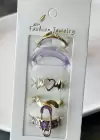 5li Altın Ve Mor Renk Ayarlanabilir Yüzük Set
