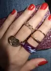 5li Altın Ve Mor Renk Karışık Figürlü Yüzük Set