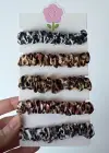 5li Karışık Renk Leopar Desenli Lastik Toka Set