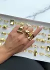 50li Altın Renk Karışık Figürlü Ayarlanabilir Yüzük Set