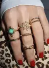 6lı Altın Renk Ayarlanabilir Yüzük Set