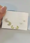 6lı Altın Renk Taş Detaylı 14k Altın Kaplama Küpe Set