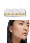 6lı Altın Renk Taş Detaylı Küpe Set