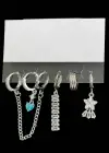 6lı Gümüş Renk Karışık Figürlü Küpe Set
