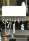 6lı Gümüş Renk Karışık Figürlü Küpe Set