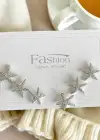 6lı Gümüş Renk Yıldız Figürlü Küpe Set