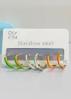 6lı Karışık Renk Çelik Halka Küpe Set