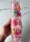 6lı Karışık Renk Çiçek Figürlü Lastik Toka Ve Yan Toka Set