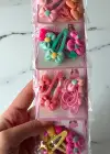 6lı Karışık Renk Kurdele Figürlü Lastik Toka Ve Yan Toka Set