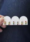 6lı Karışık Renk Taş Detaylı Küpe Set