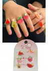 6lı Pembe Renk Karışık Figürlü Çocuk Yüzük Set